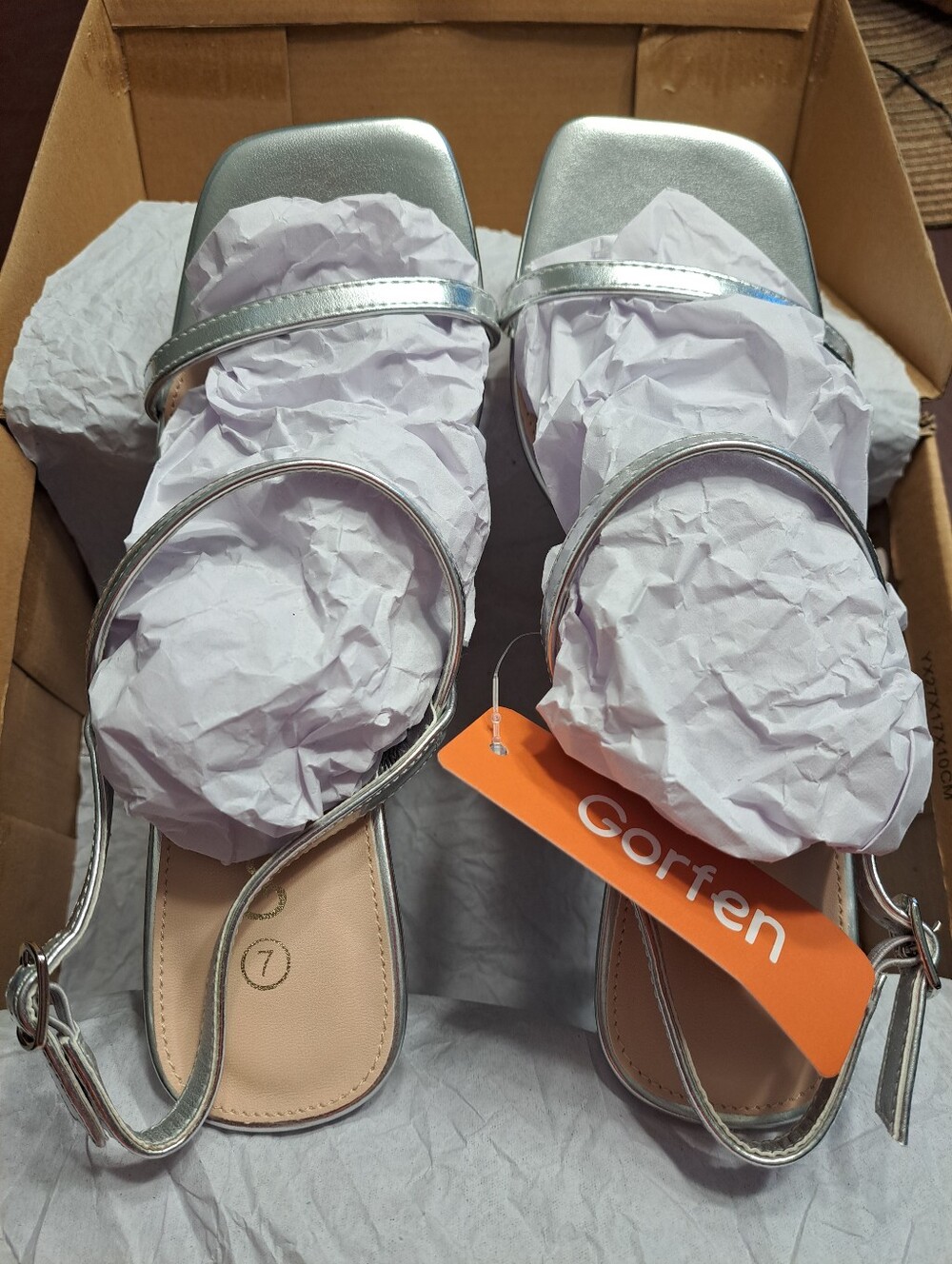 Silver Strappy Square Toe/Heel Kitten Heel Sandals - Picture 3 of 8